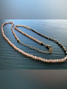 Monica Vinader Mini Nugget Gemstone Beaded Necklace Golden Sandstone